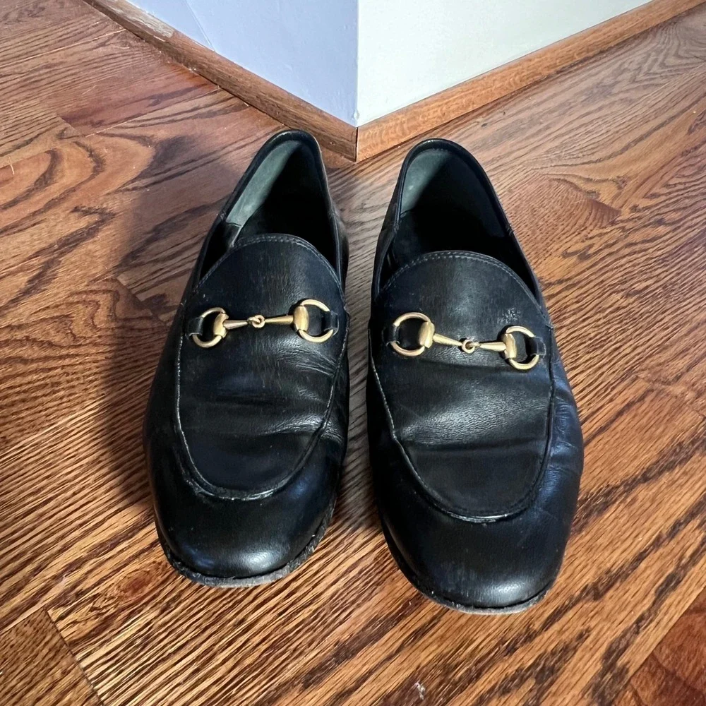 Gucci Brixton‎ Black Leather Horsebit Loafers 414989 38.5 - Picture 8 of 16